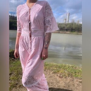 Pink lace maxi dress vintage